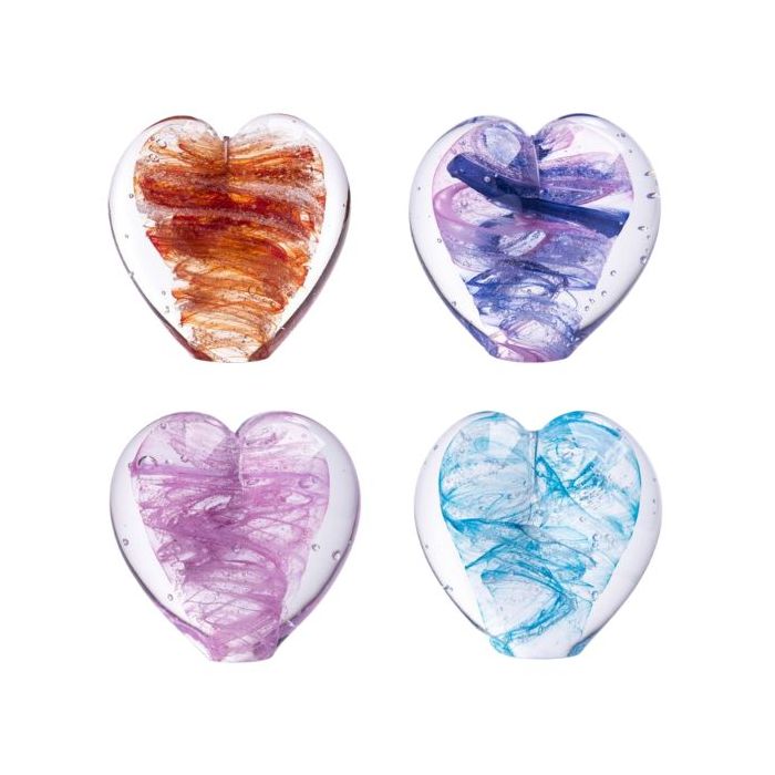 Glasreliek hart - blauw roze