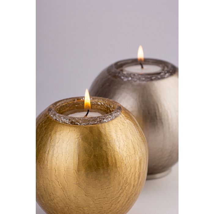 Glazen waxinelichthouder bol - goudkleurig (0.70 L)