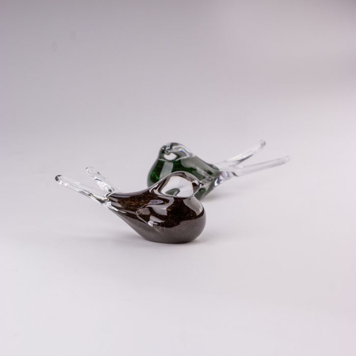 Glazen mini-urn Keepsake Bohemian Christal vogeltje  - zwart (0.05 L)