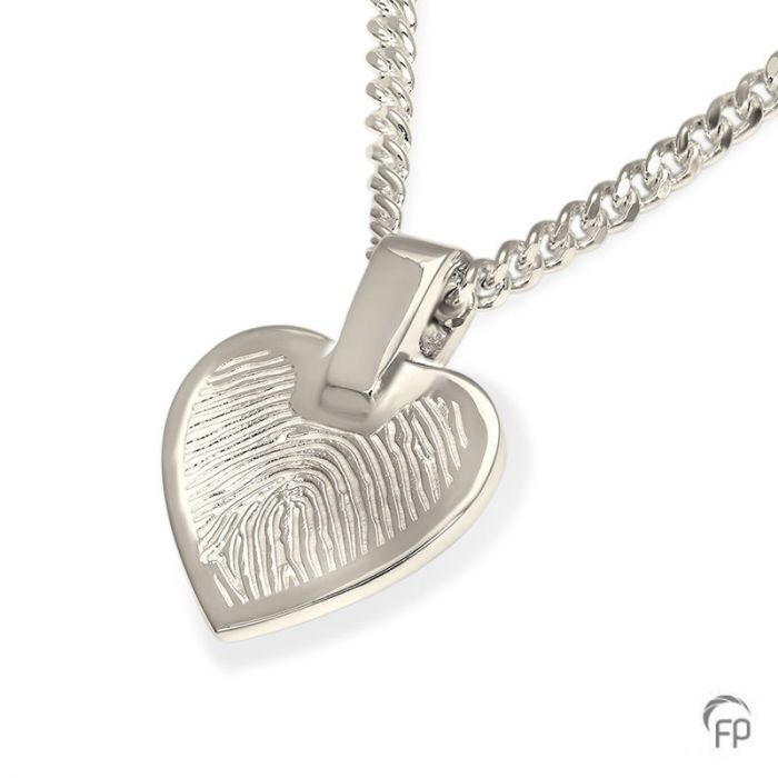 Hanger hart met vingerafdruk - zilver klein