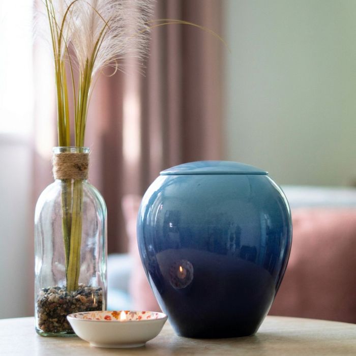 Keramische urn Hazel - blauw (1.50 L)