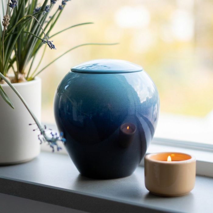 Keramische urn Hazel - blauw (1.50 L)