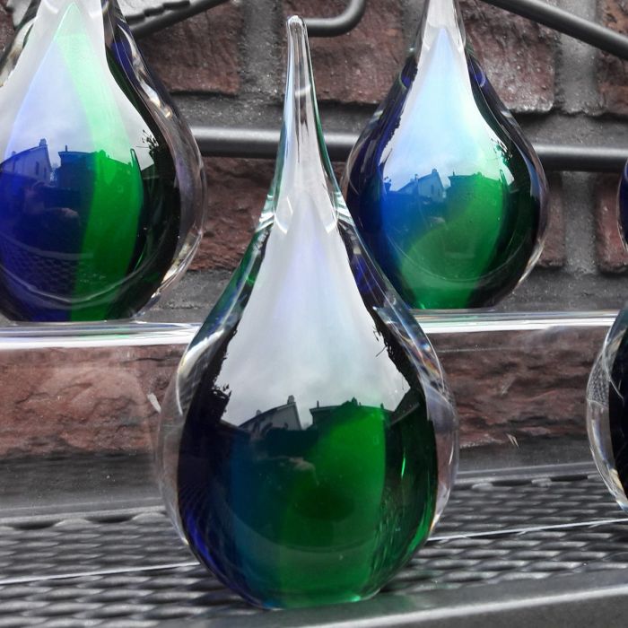 Glasobject druppel small - blauw / groen (0.05 L)