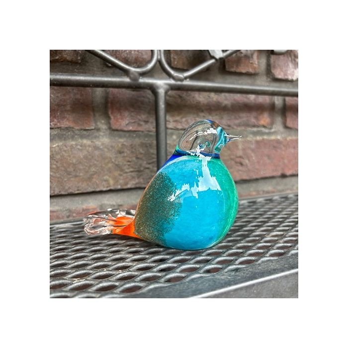 Glasobject vogeltje - meerkleurig blauw (0.03 L)