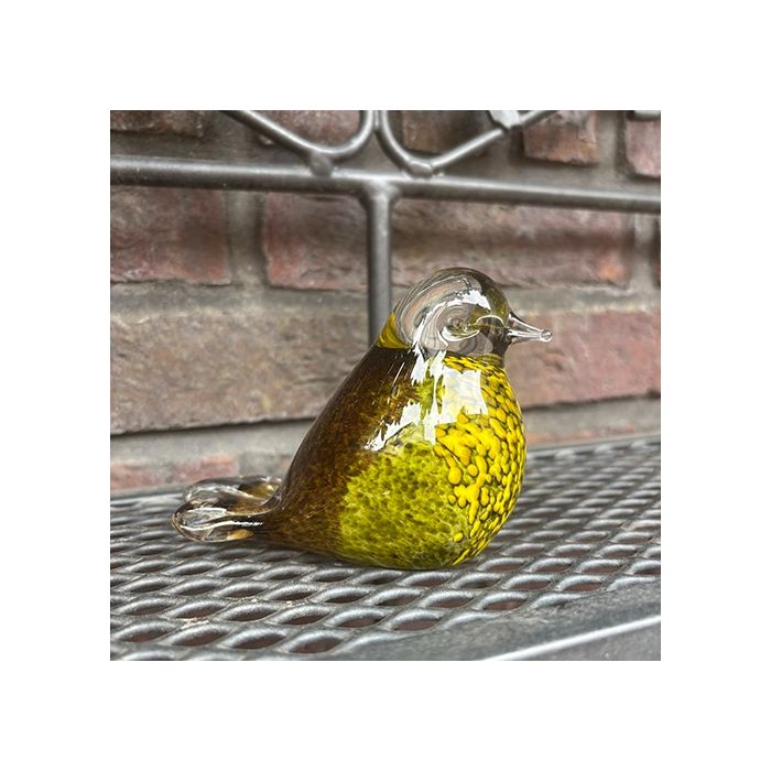 Glasobject vogeltje - meerkleurig geel (0.03 L)