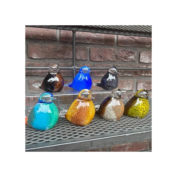 Glasobject vogeltje - meerkleurig geel (0.03 L)