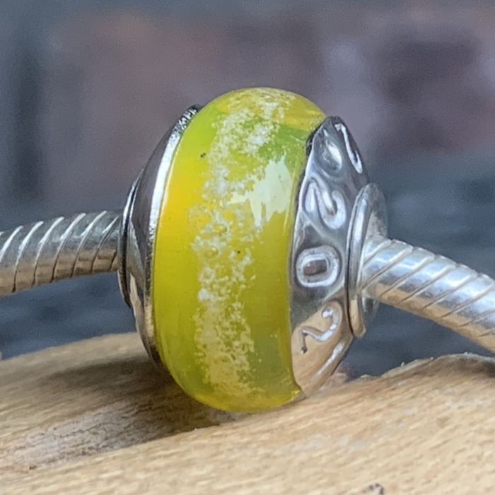 Glazen asbedel voorzien van kapjes - geel (15mm)