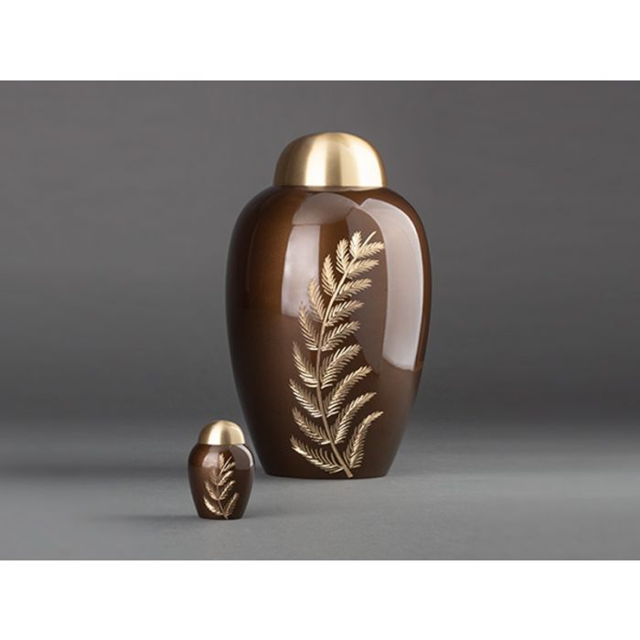 Metalen mini-urn - bruin / goudkleurig