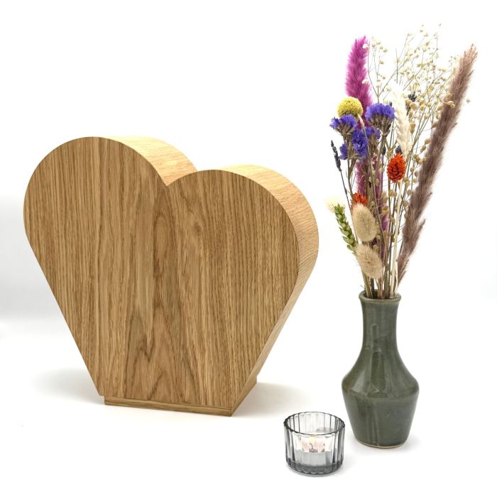 Houten urn hart - eikenhout (4.00 L)