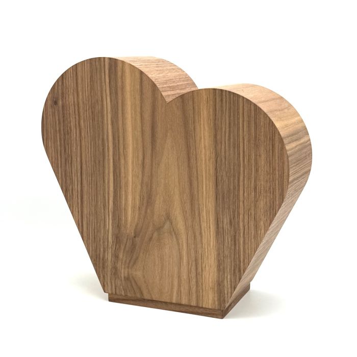 Houten urn hart - notenhout (4.00 L)