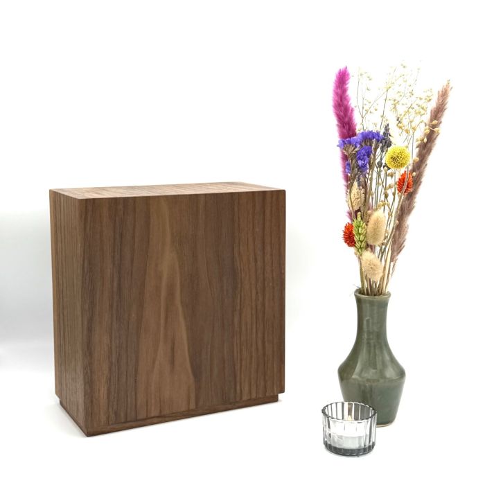 Houten urn modern rechthoek - notenhout