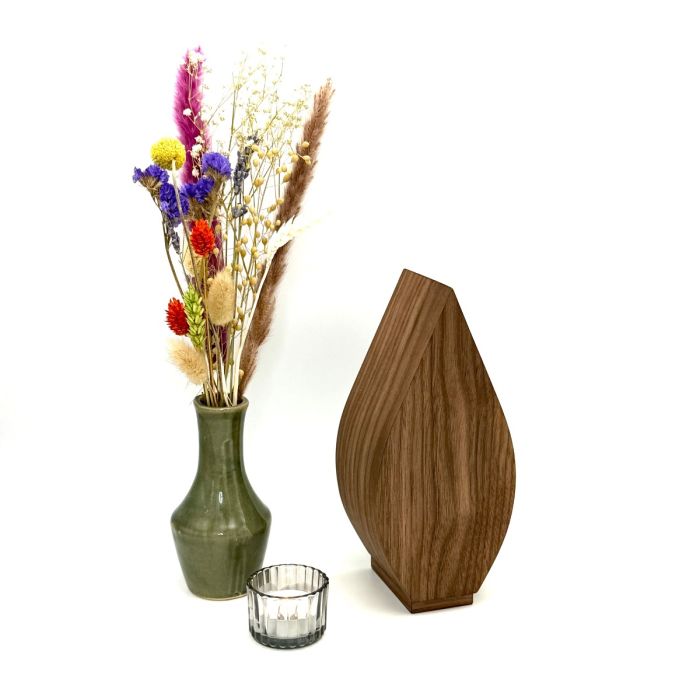 Houten urn Tulp - notenhout