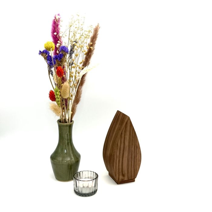 Houten mini-urn Tulp - notenhout
