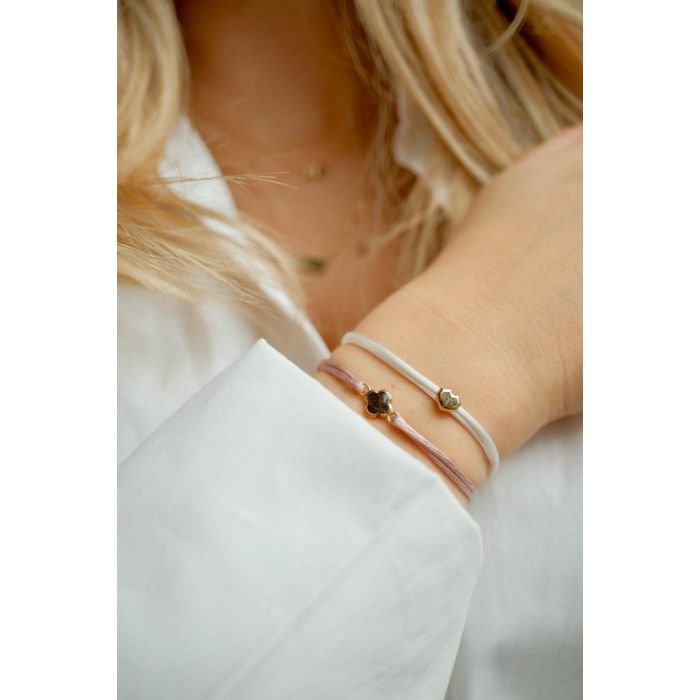 Minitials gouden asarmband Keepsake Rond - roségoud / roze