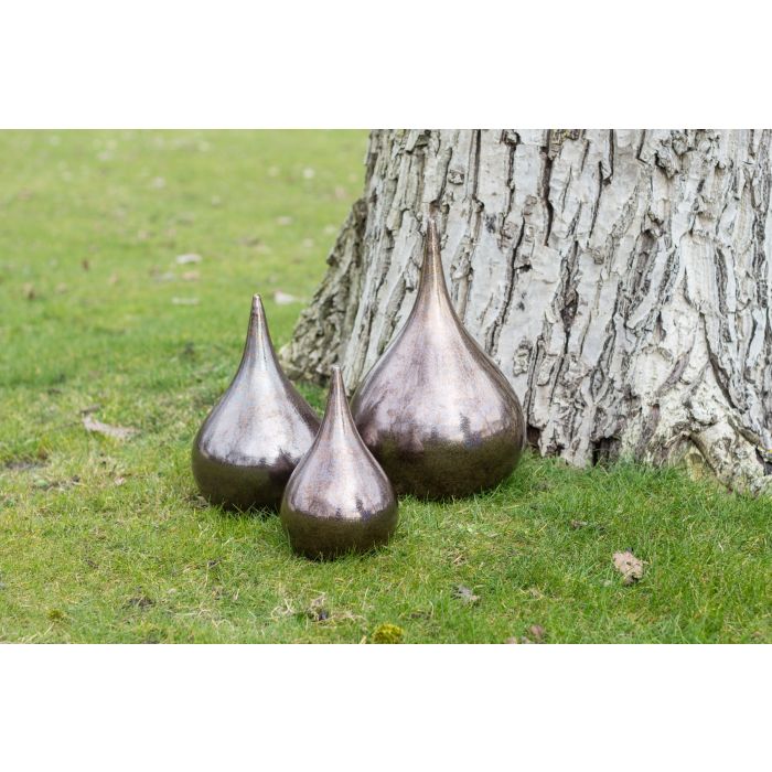 Keramische urn teardrop - metallic bruin (1.30 L)