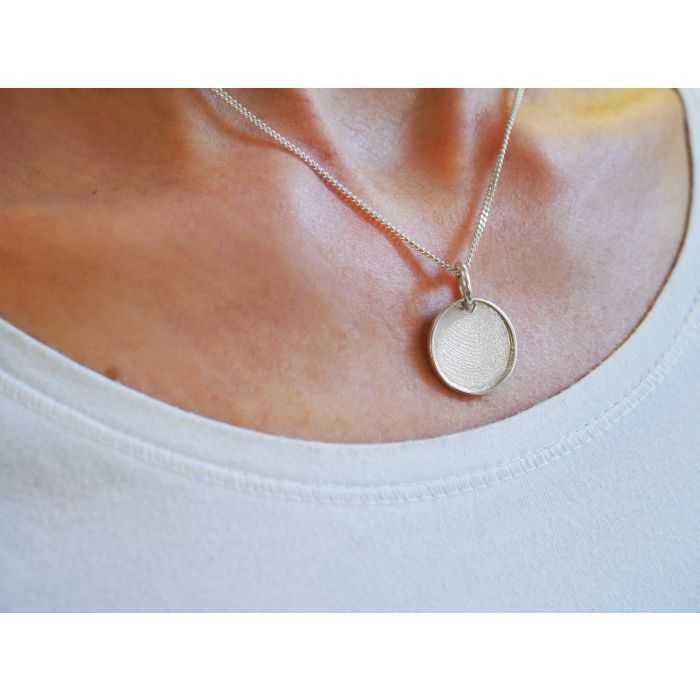 Zilveren hanger rond met gladde rand met vingerafdruk (19.4 mm)