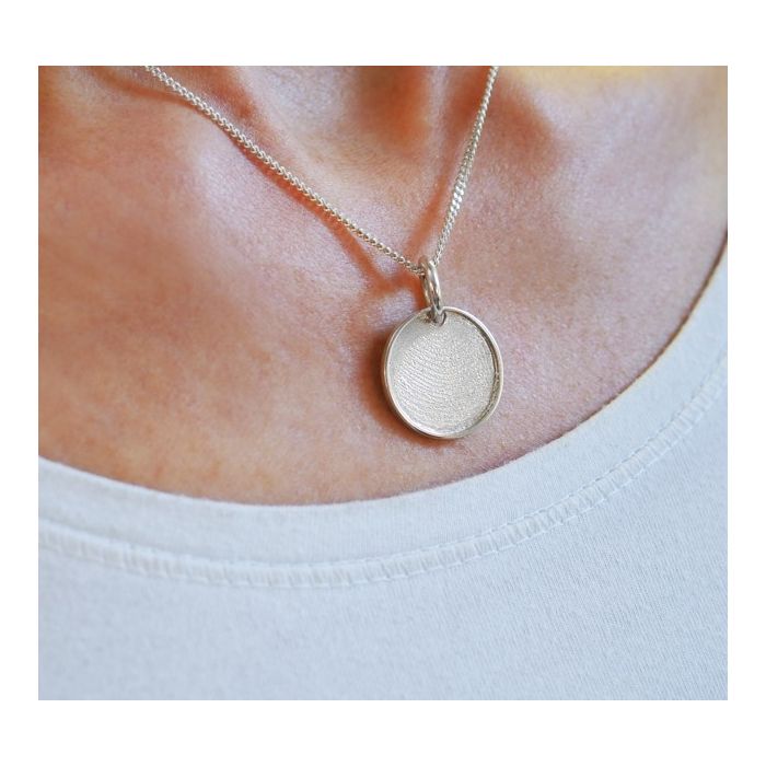 Zilveren hanger rond met gladde rand met vingerafdruk (19.4 mm)