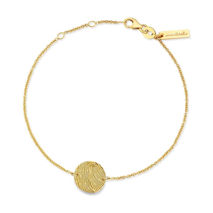 Minitials gouden hanger disc met vingerafdruk - witgoud (10 mm)