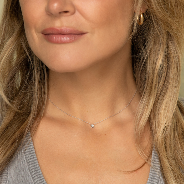 Minitials gouden asketting One Pavé Hart - roségoud (49-50-51 cm)
