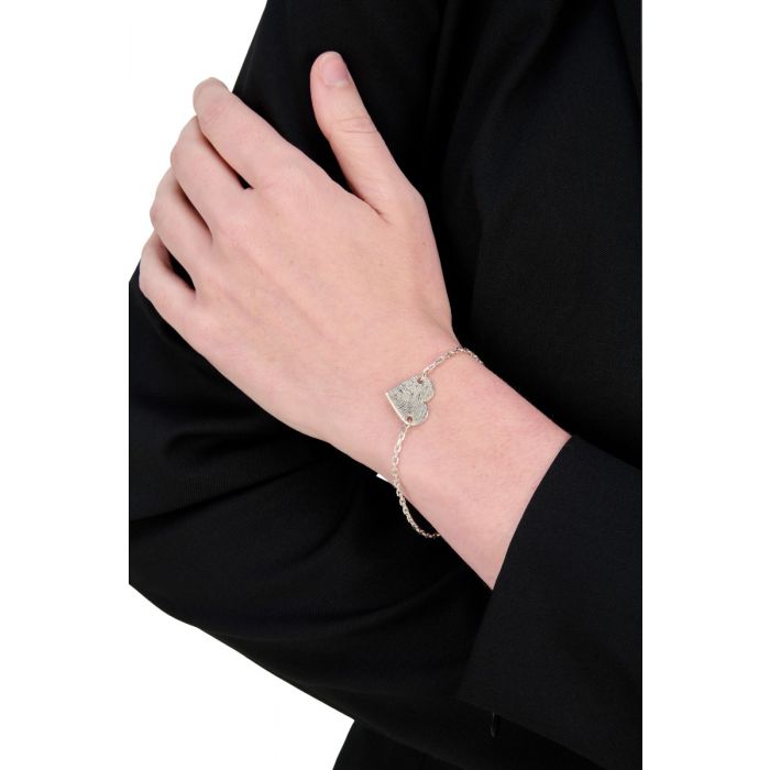 Zilveren armband met bedel rond en vingerafdruk (21 cm)