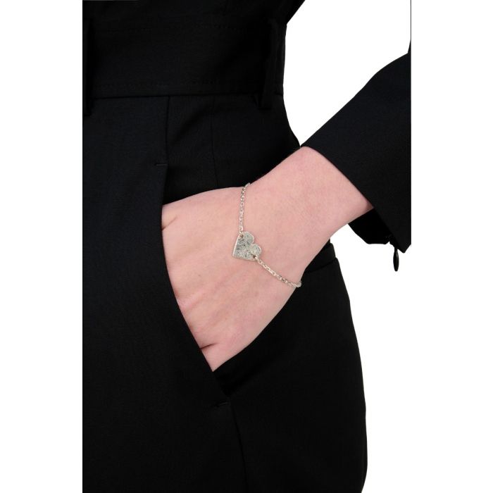 Zilveren armband met plaat en vingerafdruk (15 cm)
