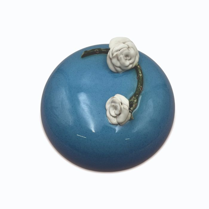 Keramische urn geboetseerde Roos - blauw (2.00 L)