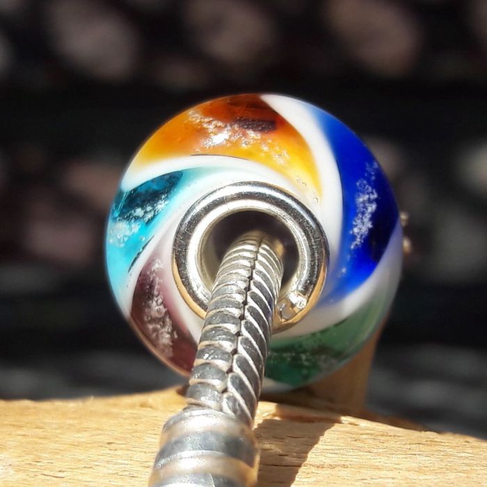 Glazen asbedel - meerkleurig (5 kleuren) (15mm)