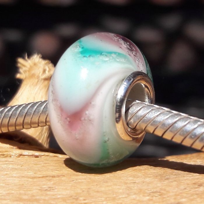 Glazen asbedel - turquoise / paars (15mm)
