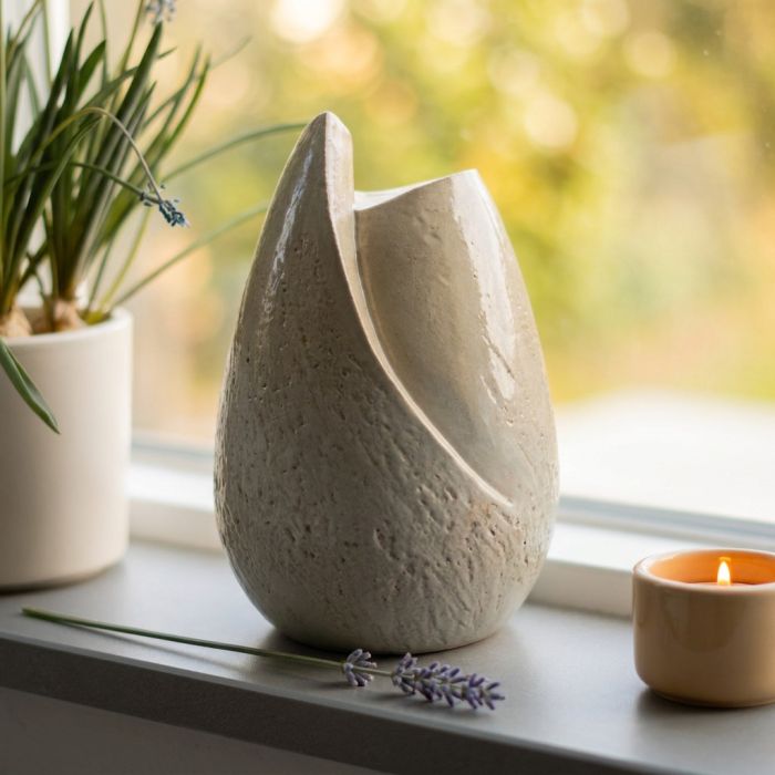 Keramische urn tulp - crème (4.00 L)