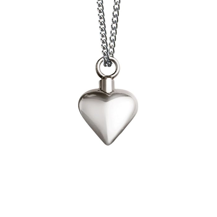 Zilveren ashanger incl. ketting hartje mini glanzend (50 cm)