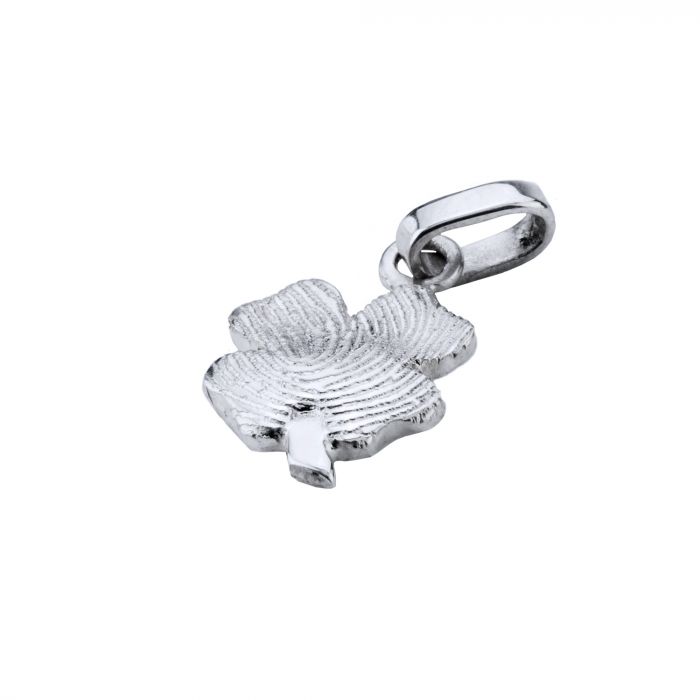 Vingerafdruksieraad klavertje zilver