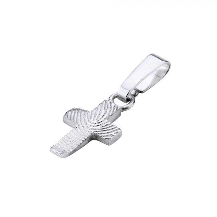 Vingerafdruksieraad kruisje zilver