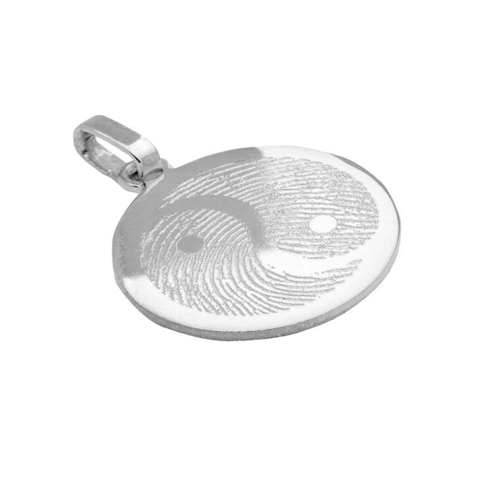 Vingerafdruksieraad rond yin-yang - zilver