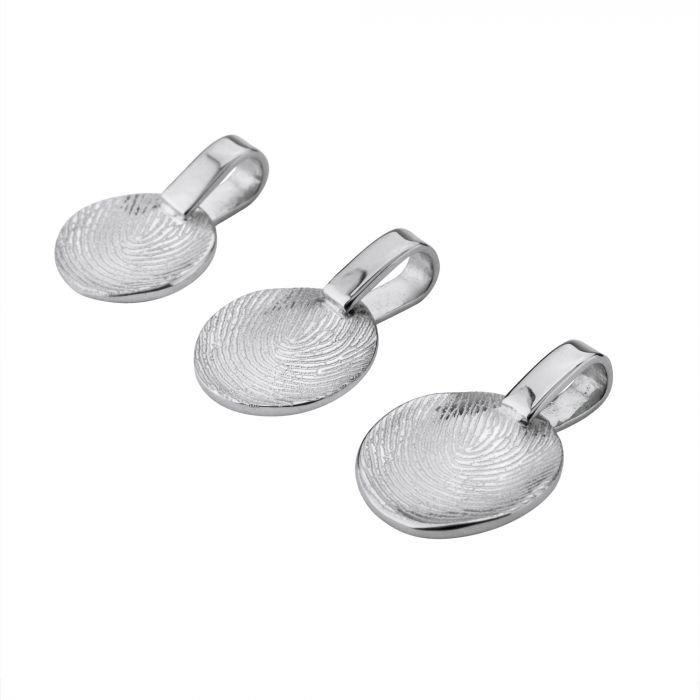 Vingerafdruksieraad rondje middel - zilver