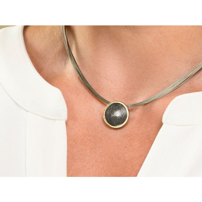Metalen hanger vivo met vingerafdruk - goudkleurig (14 mm)